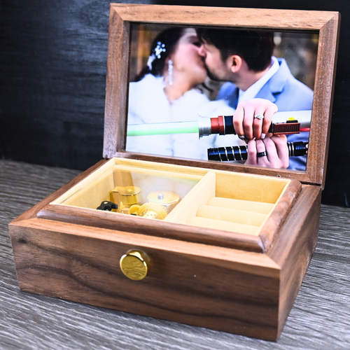 Classic Music Box Modern Luxury Finish Jewelry Box Acrylic Photo Frame Music Box Automatic Wind-Up Wooden You are my Sunshine 18-Note