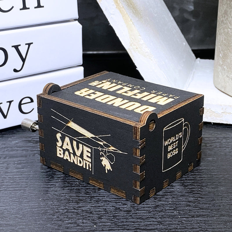 Load image into Gallery viewer, The Office Music Box Tv Show Dunder Mifflin Michael Scott Dwight Manual Crank Wood Custom Funny Unique Keepsake Gift Idea Bears Beets V.1
