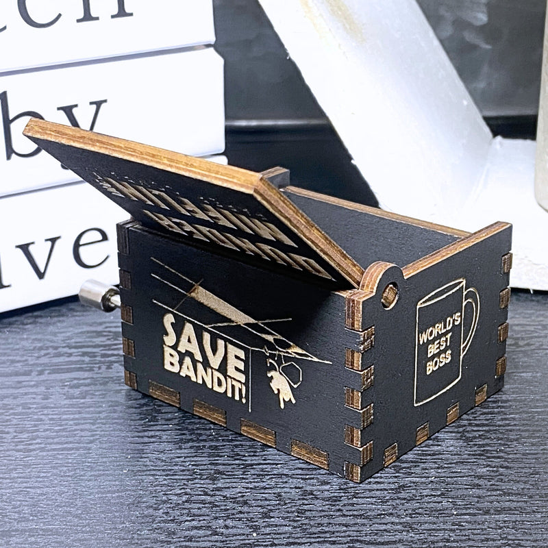 Load image into Gallery viewer, The Office Music Box Tv Show Dunder Mifflin Michael Scott Dwight Manual Crank Wood Custom Funny Unique Keepsake Gift Idea Bears Beets V.1
