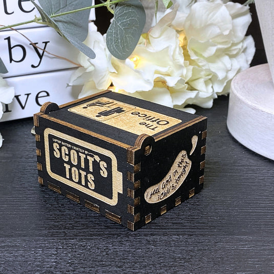 The Office Music Box Wood TV Show Dunder Mifflin Michael Scott Dwight Manual Crank Custom Personal Handmade Funny Unique Keepsake Gift Idea