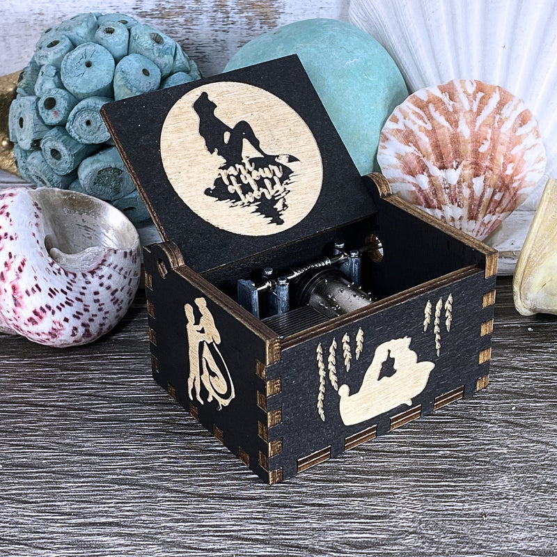 Load image into Gallery viewer, Little Mermaid Music Box | Part of Your World Music Box | Handmade Wood Manual Crank | Custom Birthday Wedding Anniversary Mother&#39;s Day Gift
