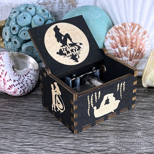 Little Mermaid Music Box | Part of Your World Music Box | Handmade Wood Manual Crank | Custom Birthday Wedding Anniversary Mother's Day Gift