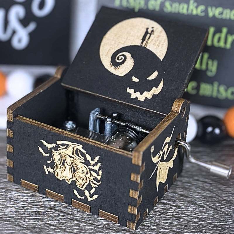 Load image into Gallery viewer, NIGHTMARE BEFORE Christmas Music Box This is Halloween Music Box NMBC Manual Crank Wooden Custom Handmade Keepsake Idea Birthday Wedding
