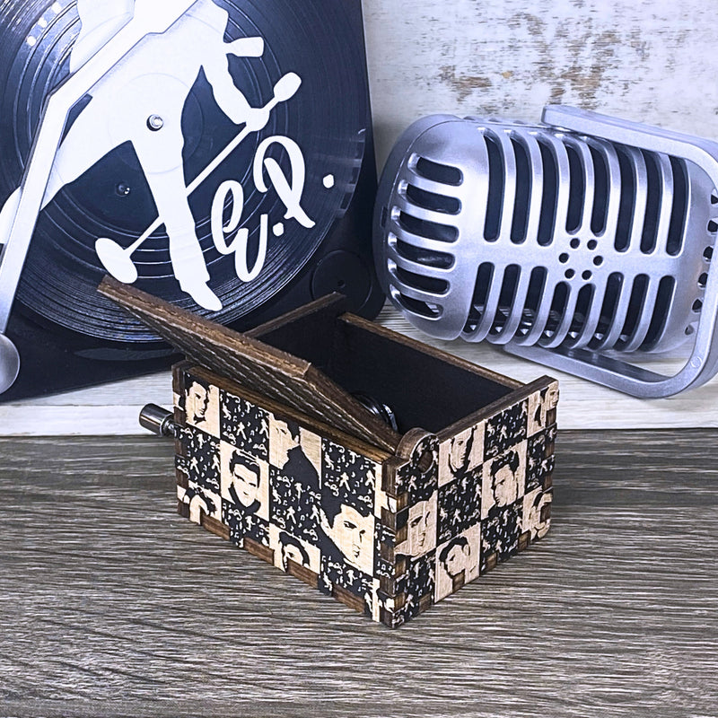 Load image into Gallery viewer, Love me Tender Music Box Elvis Music Box Manual Crank Customizable Elvis Presley Gifts Birthday Anniversary Wedding Bridal Shower Gift Ideas
