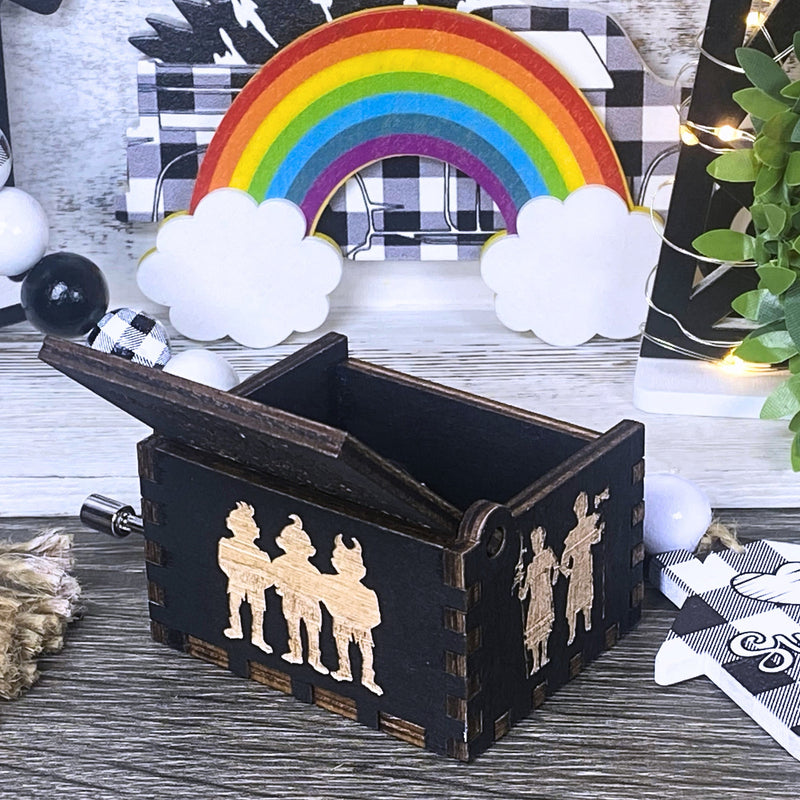 Load image into Gallery viewer, SOMEWHERE OVER the RAINBOW Music Box Manual Crank Wood Follow the Yellow Brick Road No Place Like Home Wizard of Oz Birthday Gift Idea V.2
