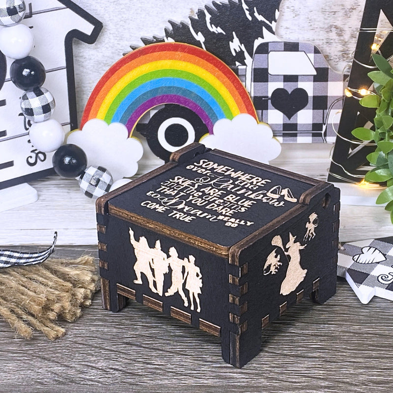 Load image into Gallery viewer, Somewhere Over the Rainbow Music Box Automatic Wind-Up Wood Personalize Handmade Unique Keepsake Gift Birthday Anniversary Baby Shower Auto
