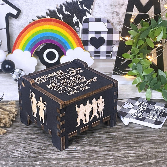 Somewhere Over the Rainbow Music Box Automatic Wind-Up Wood Personalize Handmade Unique Keepsake Gift Birthday Anniversary Baby Shower Auto