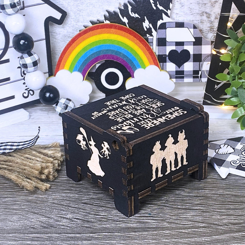 Load image into Gallery viewer, Somewhere Over the Rainbow Music Box Automatic Wind-Up Wood Personalize Handmade Unique Keepsake Gift Birthday Anniversary Baby Shower Auto
