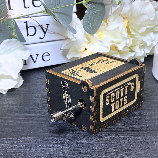 The Office Music Box Wood TV Show Dunder Mifflin Michael Scott Dwight Manual Crank Custom Personal Handmade Funny Unique Keepsake Gift Idea