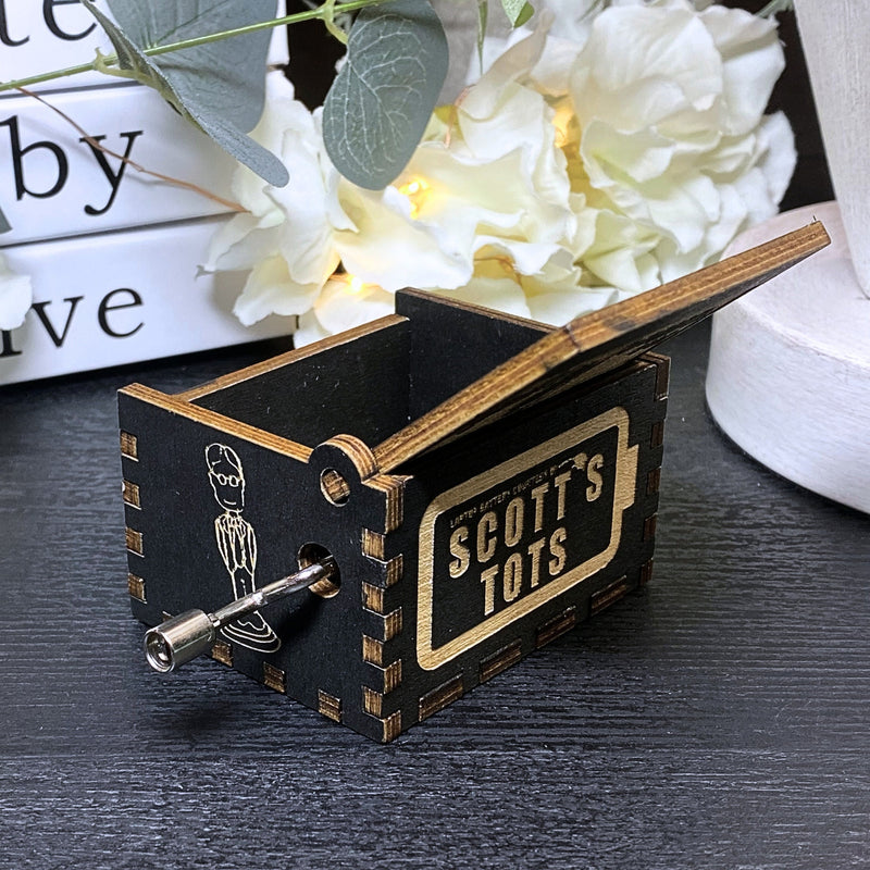 Load image into Gallery viewer, The Office Music Box Wood TV Show Dunder Mifflin Michael Scott Dwight Manual Crank Custom Personal Handmade Funny Unique Keepsake Gift Idea
