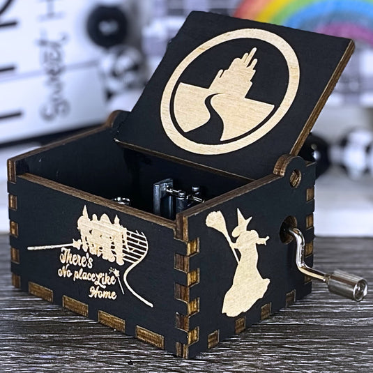 Somewhere Over the Rainbow Music Box Manual Crank Wood Custom Personalize Unique Keepsake Gift Idea Birthday Follow the Yellow Brick Road