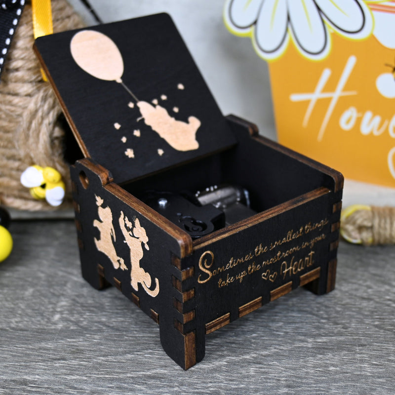 Load image into Gallery viewer, Embark on an adventure with classic Winnie-the-Pooh characters - Christopher Robin, Tigger, Piglet, Roo, and Eeyore - this exceptional music box lets you share these beautiful qualities with your loved one, buy one today!
