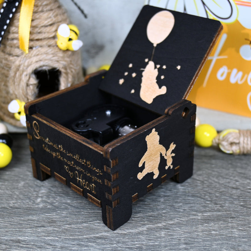 Load image into Gallery viewer, Embark on an adventure with classic Winnie-the-Pooh characters - Christopher Robin, Tigger, Piglet, Roo, and Eeyore - this exceptional music box lets you share these beautiful qualities with your loved one, buy one today!
