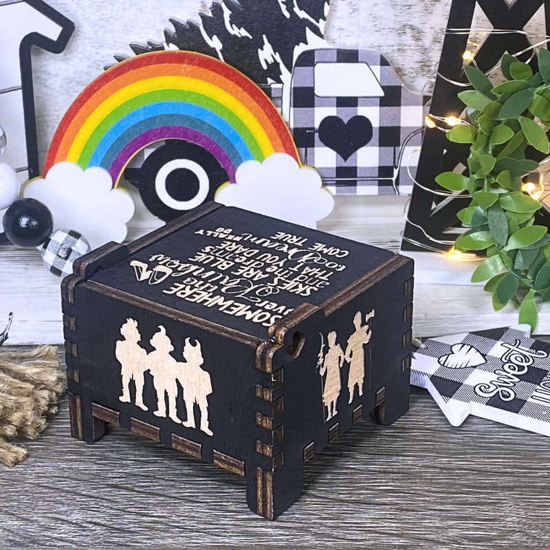 Load image into Gallery viewer, Somewhere Over the Rainbow Music Box Automatic Wind-Up Wood Personalize Handmade Unique Keepsake Gift Birthday Anniversary Baby Shower Auto
