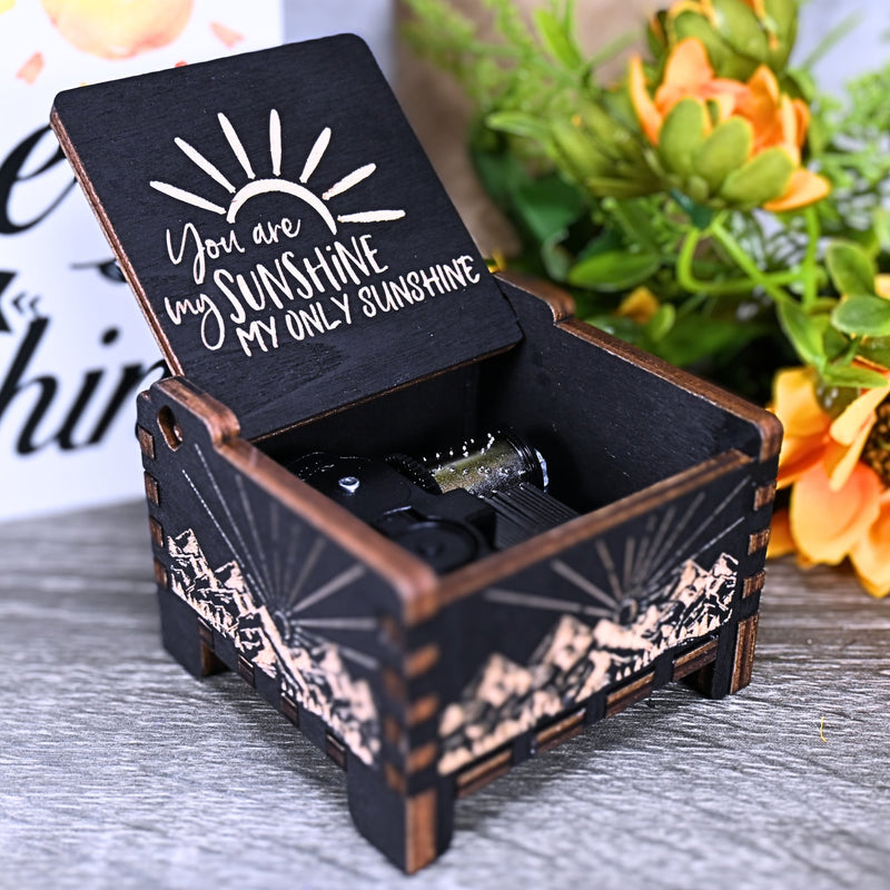 Load image into Gallery viewer, You Are my Sunshine Music Box Automatic Wind-Up Wood Auto Custom Personalize Handmade Unique Keepsake Gift Birthday Anniversary Baby Shower
