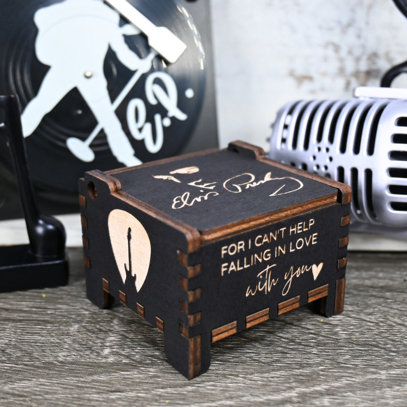 Load image into Gallery viewer, I Can&#39;t Help Falling In Love With You Music Box | Elvis Presley Handmade Wooden Automatic Wind-Up | Wedding Vows Engagement Gift Christmas
