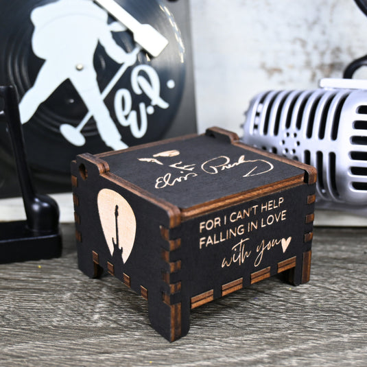 I Can't Help Falling In Love With You Music Box | Elvis Presley Handmade Wooden Automatic Wind-Up | Wedding Vows Engagement Gift Christmas