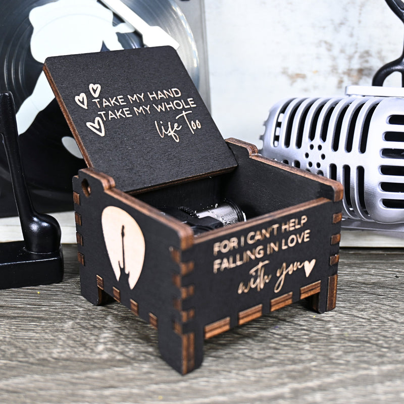 Load image into Gallery viewer, I Can&#39;t Help Falling In Love With You Music Box | Elvis Presley Handmade Wooden Automatic Wind-Up | Wedding Vows Engagement Gift Christmas
