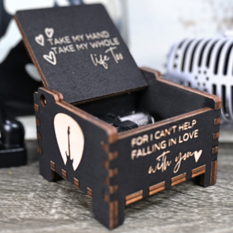 Load image into Gallery viewer, I Can&#39;t Help Falling In Love With You Music Box | Elvis Presley Handmade Wooden Automatic Wind-Up | Wedding Vows Engagement Gift Christmas
