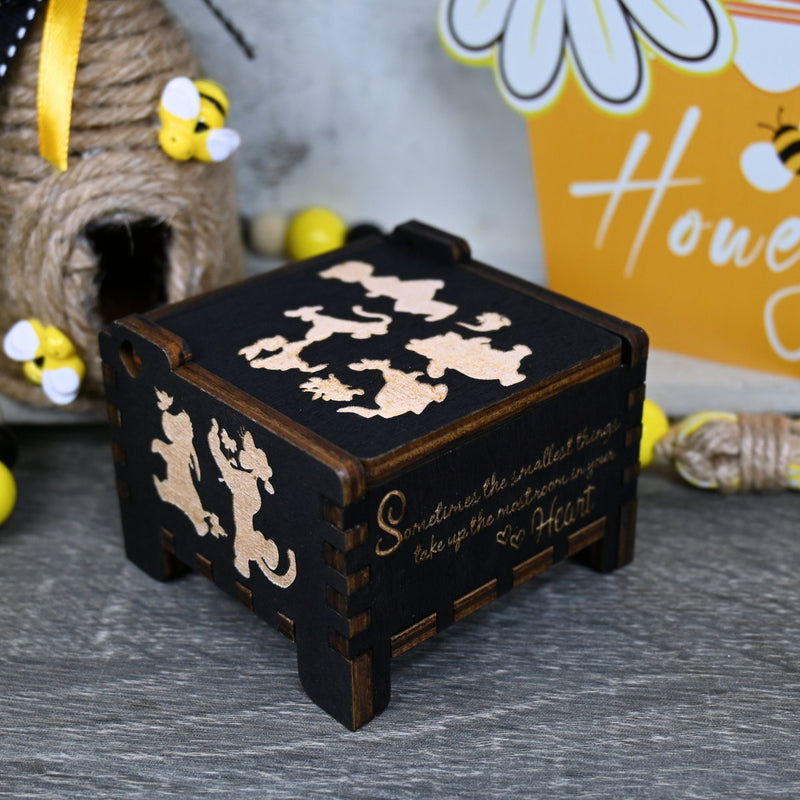 Load image into Gallery viewer, Embark on an adventure with classic Winnie-the-Pooh characters - Christopher Robin, Tigger, Piglet, Roo, and Eeyore - this exceptional music box lets you share these beautiful qualities with your loved one, buy one today!
