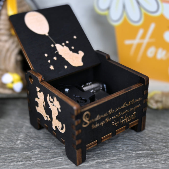 Embark on an adventure with classic Winnie-the-Pooh characters - Christopher Robin, Tigger, Piglet, Roo, and Eeyore - this exceptional music box lets you share these beautiful qualities with your loved one, buy one today!