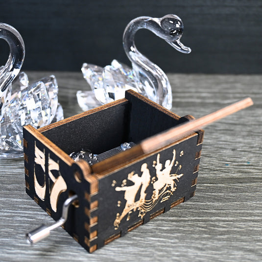 Swan Lake Music Box Ballet Manual Crank Wood Music Box Custom Personalize Keepsake Gift Birthday Wedding Anniversary Famous Swan Queen