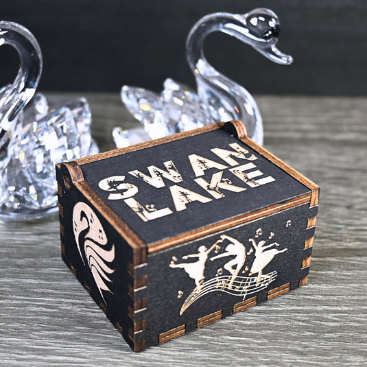 Swan Lake Music Box Ballet Manual Crank Wood Music Box Custom Personalize Keepsake Gift Birthday Wedding Anniversary Famous Swan Queen