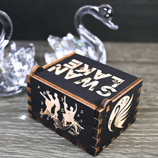 Swan Lake Music Box Ballet Manual Crank Wood Music Box Custom Personalize Keepsake Gift Birthday Wedding Anniversary Famous Swan Queen