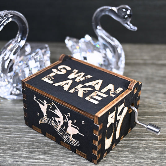 Swan Lake Music Box Ballet Manual Crank Wood Music Box Custom Personalize Keepsake Gift Birthday Wedding Anniversary Famous Swan Queen