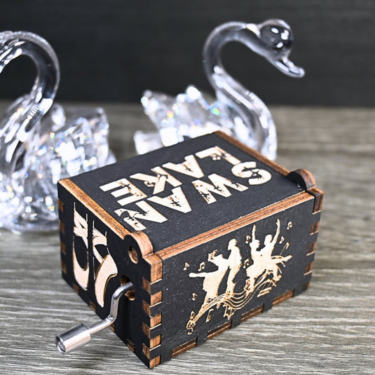 Swan Lake Music Box Ballet Manual Crank Wood Music Box Custom Personalize Keepsake Gift Birthday Wedding Anniversary Famous Swan Queen