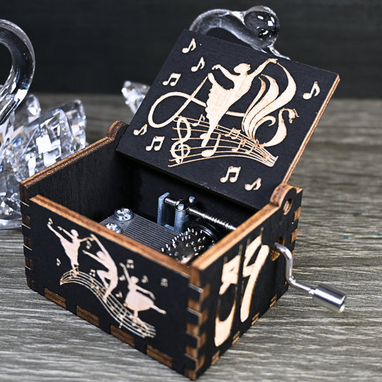 Swan Lake Music Box Ballet Manual Crank Wood Music Box Custom Personalize Keepsake Gift Birthday Wedding Anniversary Famous Swan Queen