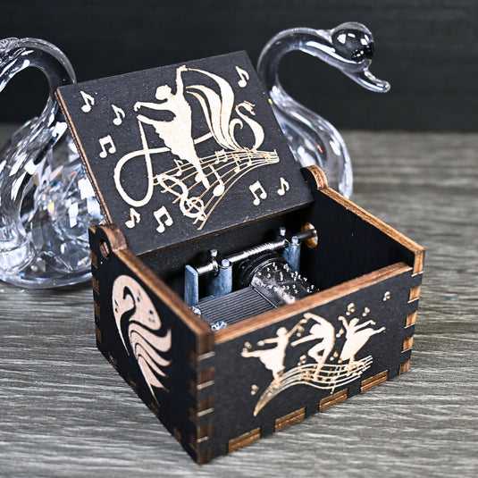 Swan Lake Music Box Ballet Manual Crank Wood Music Box Custom Personalize Keepsake Gift Birthday Wedding Anniversary Famous Swan Queen