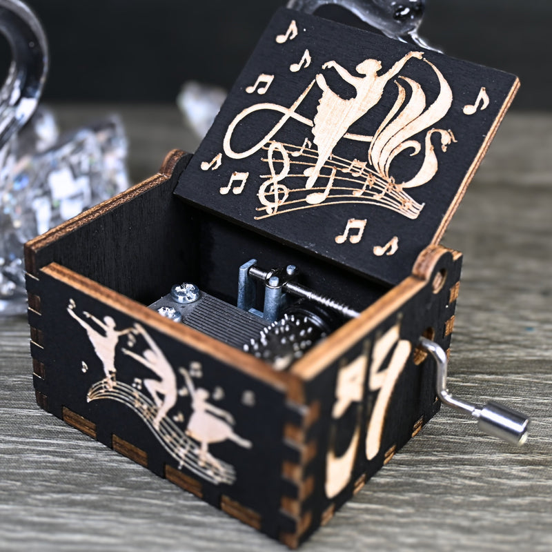 Load image into Gallery viewer, Swan Lake Music Box Ballet Manual Crank Wood Music Box Custom Personalize Keepsake Gift Birthday Wedding Anniversary Famous Swan Queen
