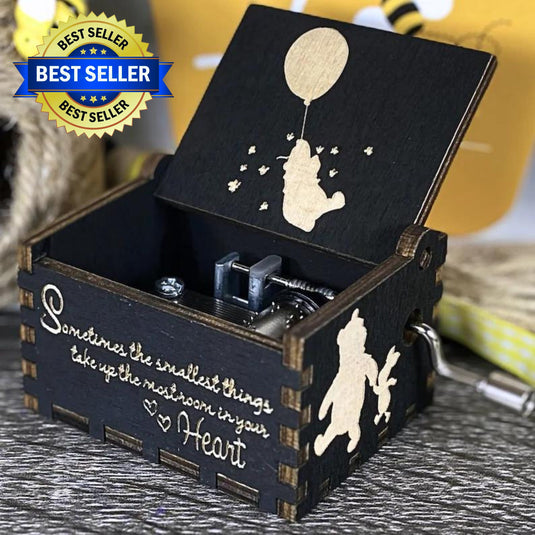 Embark on an adventure with classic Winnie-the-Pooh characters - Christopher Robin, Tigger, Piglet, Roo, and Eeyore - this exceptional music box lets you share these beautiful qualities with your loved one, buy one today!