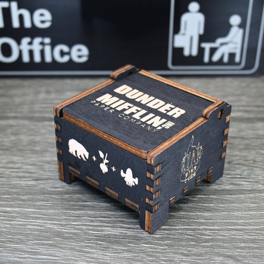 The Office Music Box Wooden Wind-Up Automatic TV Show Dunder Mifflin Michael Scott Dwight Personal Auto Funny Gift That's What She Said