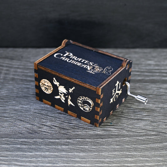 Pirates of the Caribbean Music Box Manual Crank Wood Custom Personalize Gift Engagement Birthday Wedding Anniversary Davy Jones Lullaby Song