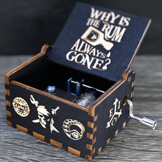 Pirates of the Caribbean Music Box Manual Crank Wood Custom Personalize Gift Engagement Birthday Wedding Anniversary Davy Jones Lullaby Song