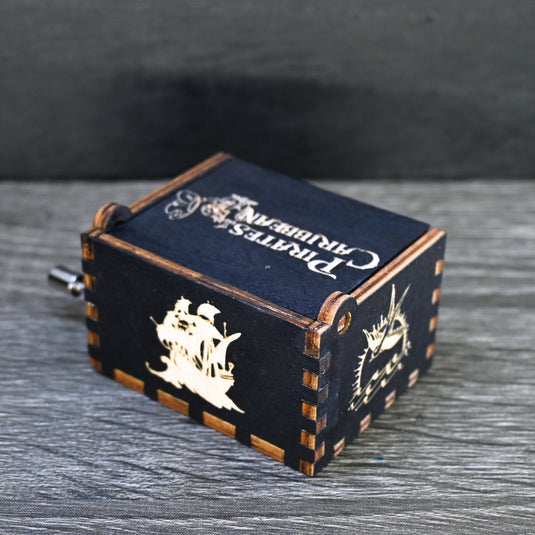 Pirates of the Caribbean Music Box Manual Crank Wood Custom Personalize Gift Engagement Birthday Wedding Anniversary Davy Jones Lullaby Song