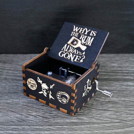 Pirates of the Caribbean Music Box Manual Crank Wood Custom Personalize Gift Engagement Birthday Wedding Anniversary Davy Jones Lullaby Song