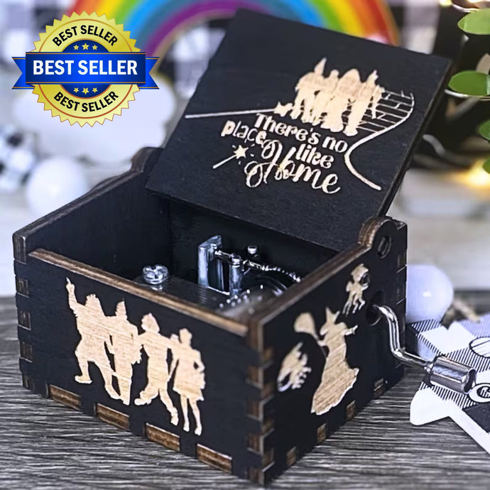 SOMEWHERE OVER the RAINBOW Music Box Manual Crank Wood Follow the Yellow Brick Road No Place Like Home Wizard of Oz Birthday Gift Idea V.2