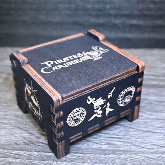 Pirates of the Caribbean Music Box Manual Crank Wood Custom Personalize Gift Engagement Birthday Wedding Anniversary Davy Jones Lullaby Song