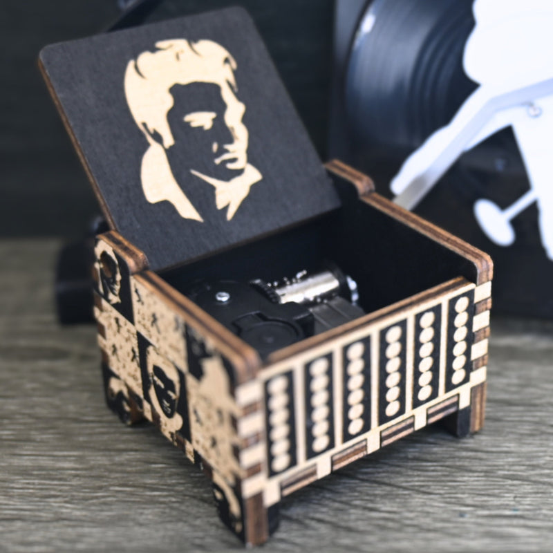 Load image into Gallery viewer, Love Me Tender Music Box Elvis Music Box | Elvis Presley Handmade Wooden Automatic Wind-Up | Wedding Vows Engagement Gift
