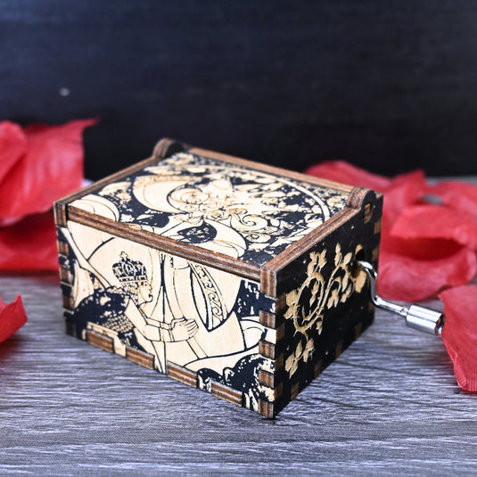 Beauty and the Beast Music Box Manual Crank Wood Custom Personal Engagement Wedding Anniversary Song Tale as Old As Time THE ENCHANTRESS