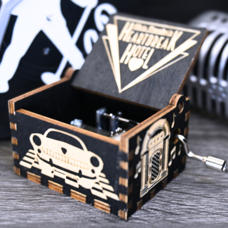 Load image into Gallery viewer, Heartbreak Hotel Music Box Elvis Music Box Manual Crank Customizable Elvis Presley Gift Birthday Anniversary Wedding Bridal Shower Gift Idea
