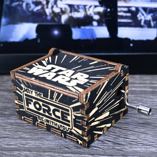 Star Wars Music Box Manual Crank Wooden Gift Birthday Wedding Anniversary May the Force be with You LIGHTSPEED Millenium Falcon Vader At-At