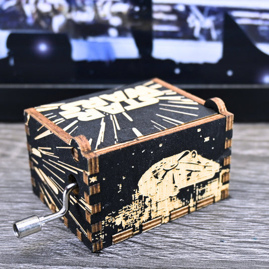 Star Wars Music Box Manual Crank Wooden Gift Birthday Wedding Anniversary May the Force be with You LIGHTSPEED Millenium Falcon Vader At-At